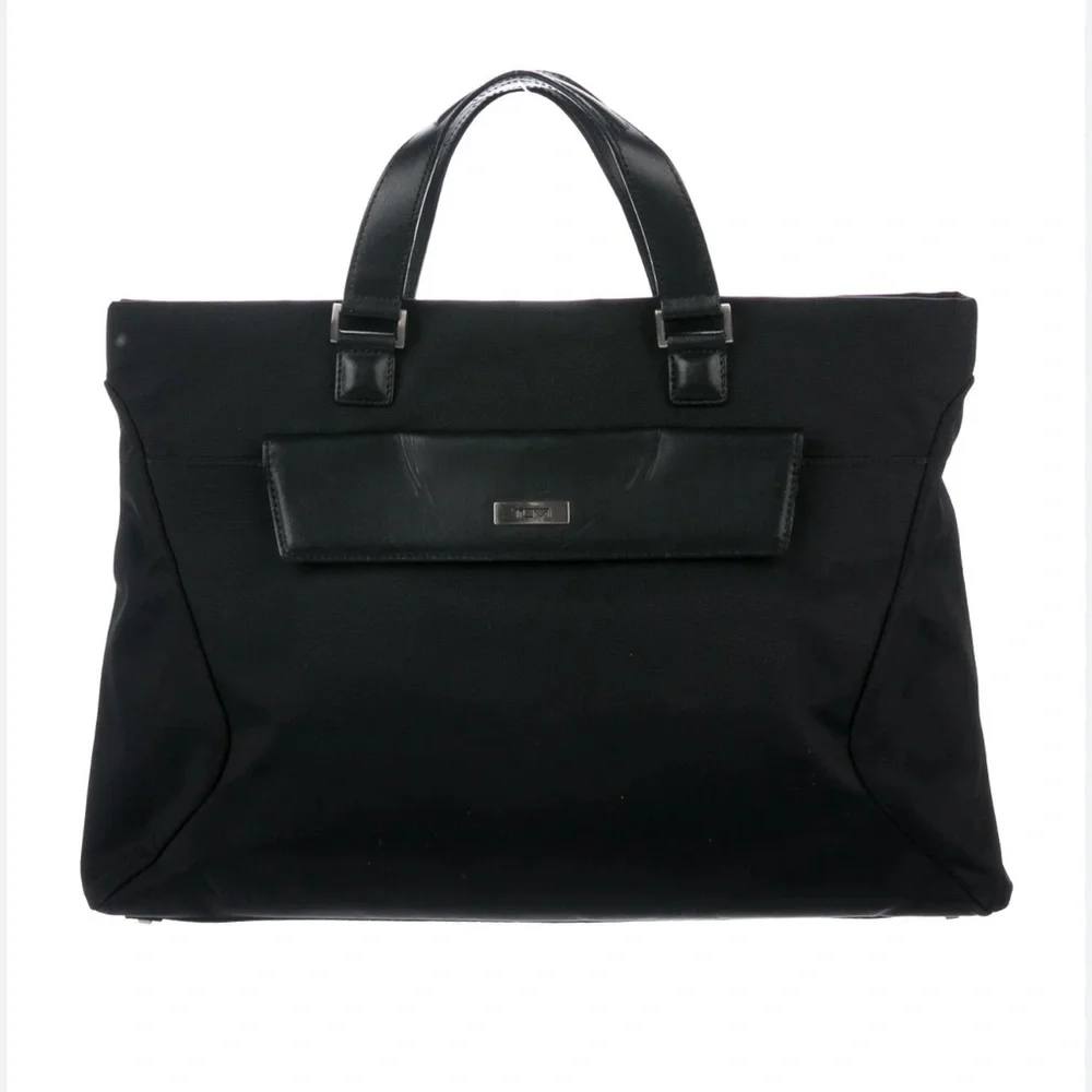 TUMI Black Nylon Leather Trim Briefcase Laptop Bag